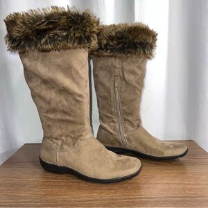 Natural Soul Fabiano Faux Fur Trim Knee-High Winter Boots Tan | Women’s 6.5